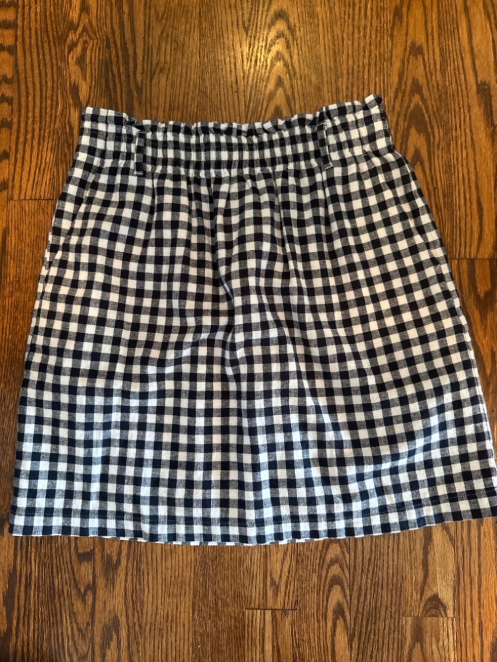 Gingham Elastic-Waist Mini Skirt - Navy & White